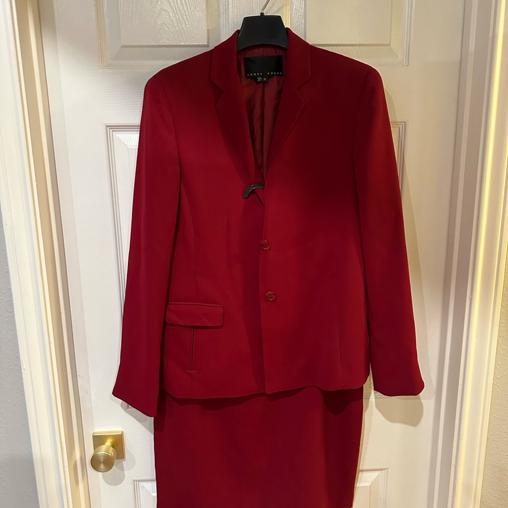 Red Blazer and Skirt Set